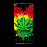 Coque iPhone 5/5S Premium Feuille de cannabis et cœur Rasta