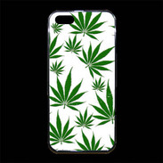 Coque iPhone 5/5S Premium Feuille de cannabis sur fond blanc