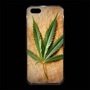 Coque iPhone 5/5S Premium Feuille de cannabis sur toile beige