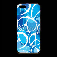 Coque iPhone 5/5S Premium Peace and love Bleu