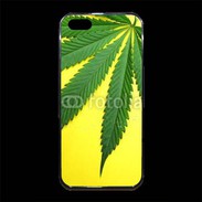 Coque iPhone 5/5S Premium Feuille de cannabis sur fond jaune