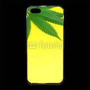 Coque iPhone 5/5S Premium Feuille de cannabis sur fond jaune 2