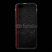 Coque iPhone 5/5S Premium Effet cuir noir et rouge