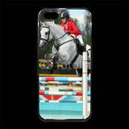 Coque iPhone 5/5S Premium Jumping Equitation cheval gris