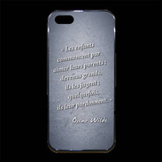 Coque iPhone 5/5S Premium Enfants parents Bleu Citation Oscar Wilde