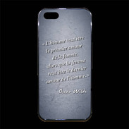 Coque iPhone 5/5S Premium Homme veut Bleu Citation Oscar Wilde