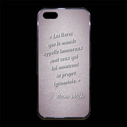 Coque iPhone 5/5S Premium Les livres Rose Citation Oscar Wilde