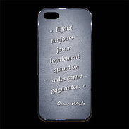 Coque iPhone 5/5S Premium Cartes gagnantes Bleu Citation Oscar Wilde