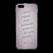 Coque iPhone 5/5S Premium Cartes gagnantes Rose Citation Oscar Wilde