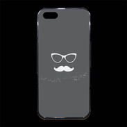 Coque iPhone 5/5S Premium moustache gris & blanc