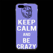 Coque iPhone 5/5S Premium Keep calm Be Crazy Bleu