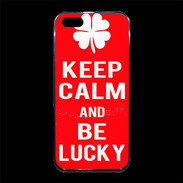Coque iPhone 5/5S Premium Keep Calm Be Lucky Rouge