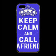 Coque iPhone 5/5S Premium Keep Calm Call friend Bleu