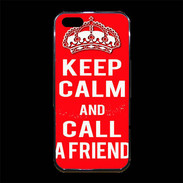 Coque iPhone 5/5S Premium Keep Calm Call friend Rouge