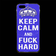 Coque iPhone 5/5S Premium Keep Calm Fuck hard bleu