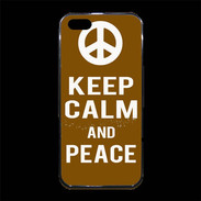 Coque iPhone 5/5S Premium Keep Calm Peace Marron
