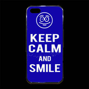 Coque iPhone 5/5S Premium Keep Calm Smile Bleu