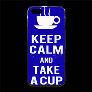Coque iPhone 5/5S Premium Keep Calm Take a cup Bleu