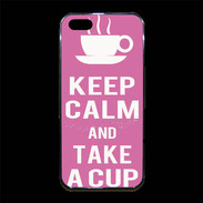 Coque iPhone 5/5S Premium Keep Calm Take a cup Rose