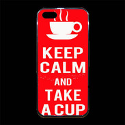 Coque iPhone 5/5S Premium Keep Calm Take a cup Rouge