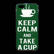 Coque iPhone 5/5S Premium Keep Calm Take a cup Vert
