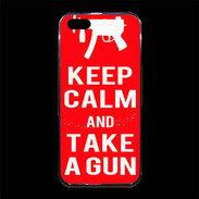 Coque iPhone 5/5S Premium Keep Calm Take a gun Rouge