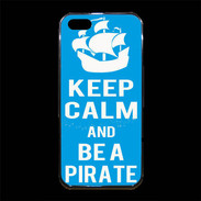 Coque iPhone 5/5S Premium Keep Calm Be a Pirate Cyan