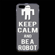 Coque iPhone 5/5S Premium Keep Calm Be a Robot Gris