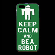 Coque iPhone 5/5S Premium Keep Calm Be a Robot Vert