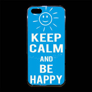 Coque iPhone 5/5S Premium Keep Calm Be Happy Cyan
