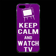 Coque iPhone 5/5S Premium Keep Calm Watch TV Violet