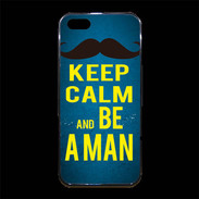Coque iPhone 5/5S Premium Keep Calm Be a Man Bleu