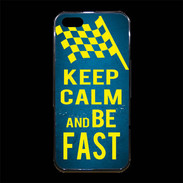 Coque iPhone 5/5S Premium Keep Calm and Be Fast Bleu