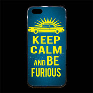 Coque iPhone 5/5S Premium Keep Calm and Be Furious Bleu