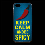 Coque iPhone 5/5S Premium Keep Calm and Be Spicy Bleu
