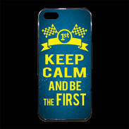 Coque iPhone 5/5S Premium Keep Calm and Be the First Bleu