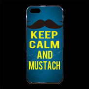 Coque iPhone 5/5S Premium Keep Calm and Mustach Bleu