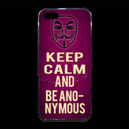 Coque iPhone 5/5S Premium Keep Calm and Be Anonymous Rose