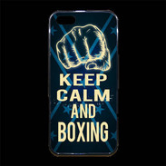 Coque iPhone 5/5S Premium Keep Calm and Boxing Bleu