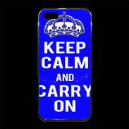 Coque iPhone 5/5S Premium Keep Calm and Carry on Bleu