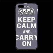 Coque iPhone 5/5S Premium Keep Calm and Carry on Gris