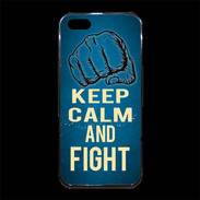 Coque iPhone 5/5S Premium Keep Calm and Fight Bleu