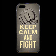 Coque iPhone 5/5S Premium Keep Calm and Fight Gris