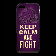Coque iPhone 5/5S Premium Keep Calm and Fight Violet