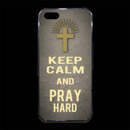 Coque iPhone 5/5S Premium Keep Calm and Pray Christian Gris