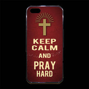 Coque iPhone 5/5S Premium Keep Calm and Pray Christian Rouge