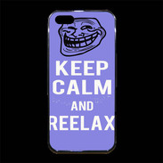 Coque iPhone 5/5S Premium Keep Calm and Be Reelax Bleu