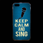 Coque iPhone 5/5S Premium Keep Calm and Sing Bleu