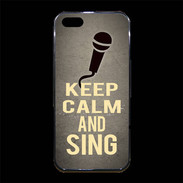 Coque iPhone 5/5S Premium Keep Calm and Sing Gris