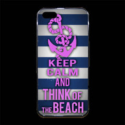 Coque iPhone 5/5S Premium Keep Calm and Think Beach Bleu